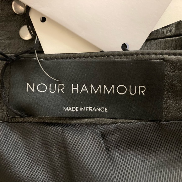 BNWT NOUR HAMMOUR Black Leather Dorset Studded Skirt, size FR40/US8 - Picture 3 of 6